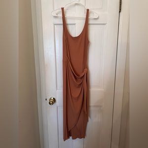 Burnt Orange Ribbed Tie Dress